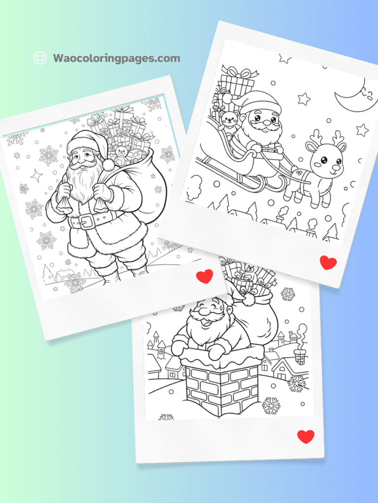 Christmas Coloring Pages 5 Featured image SANTA coloring pages
