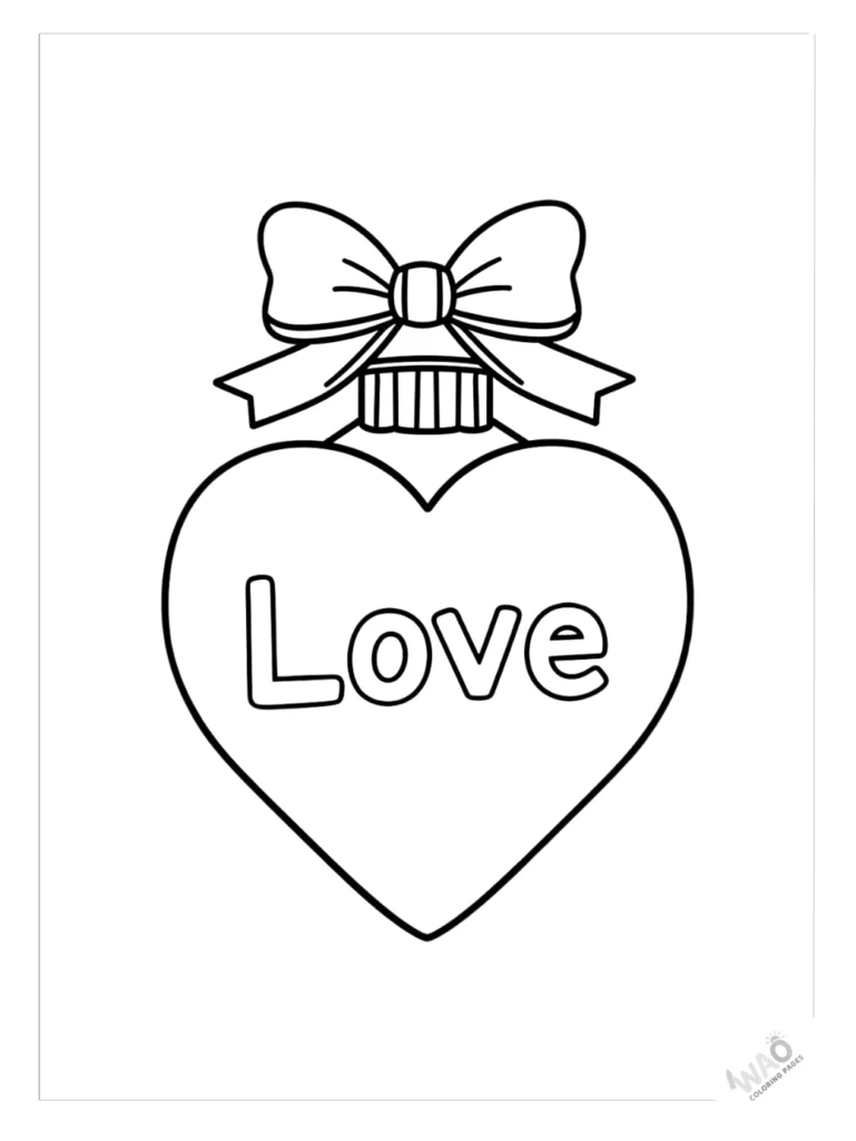 Christmas ornaments coloring pages shaped like a heart.