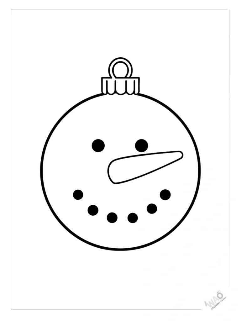 Christmas ornaments coloring pages snowman face.