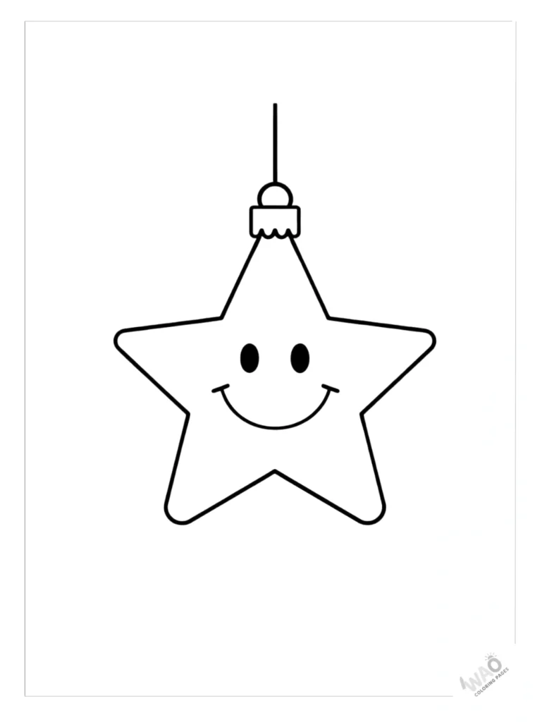 Christmas ornaments coloring pages shaped like a star.