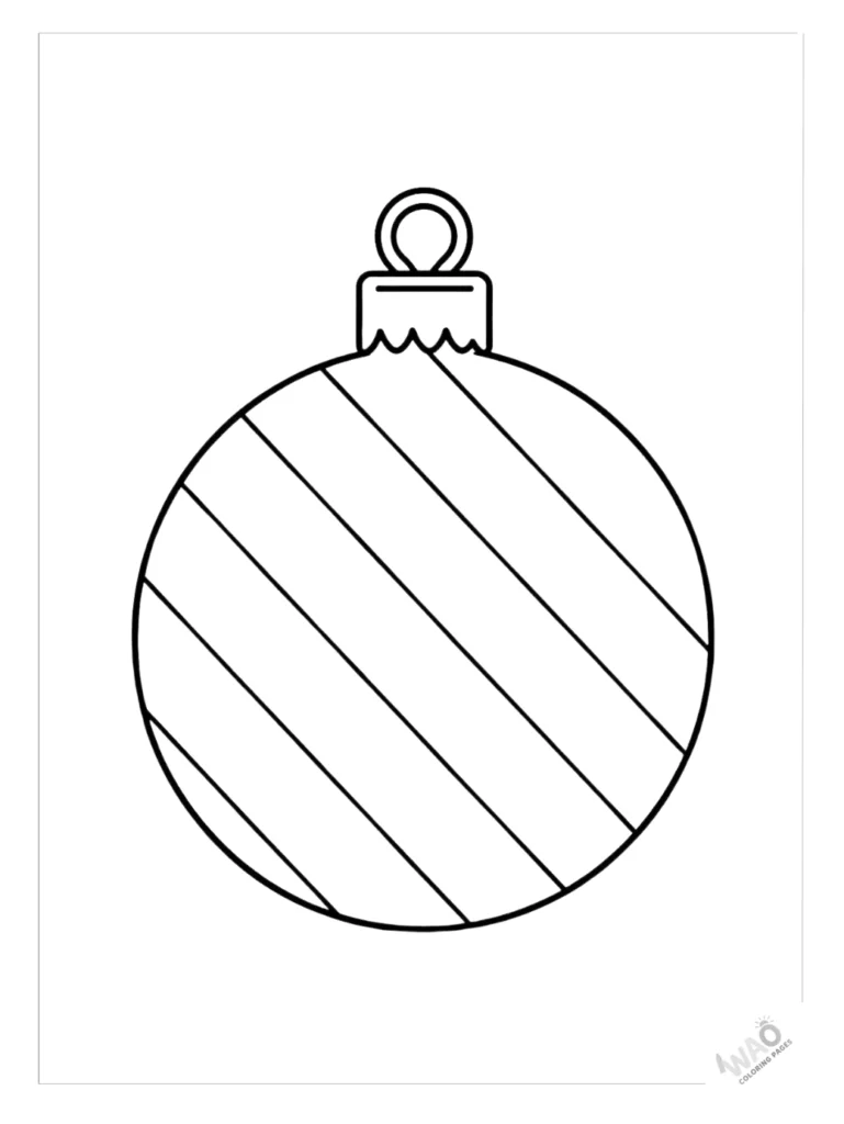 Christmas ornaments coloring pages with stripes.