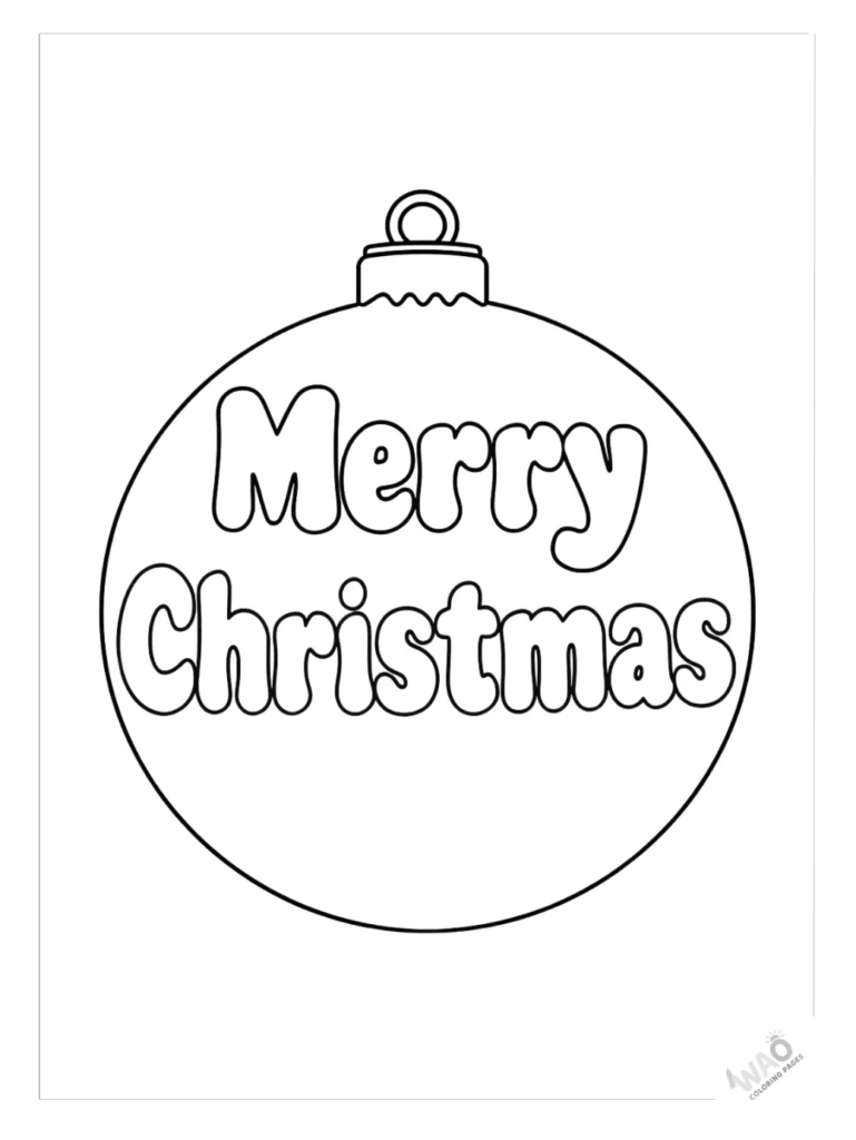 Christmas ornaments coloring pages merry christmas text.