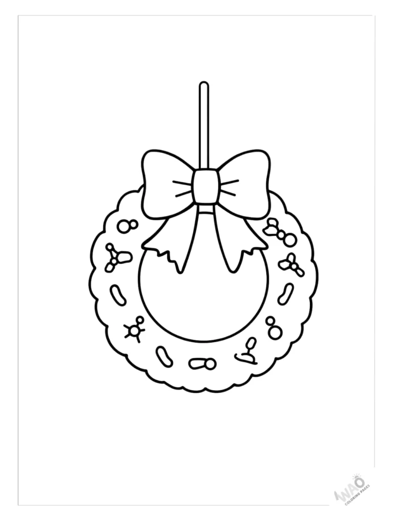 Christmas ornaments coloring pages wreath.