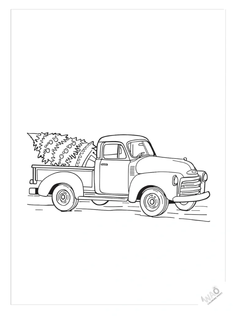 Christmas tree coloring pages on a truck.