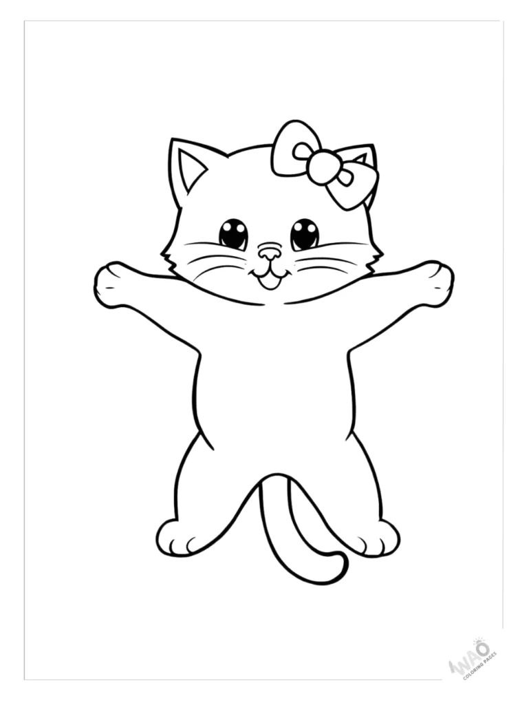 Hello Kitty Christmas coloring pages making snow angels.