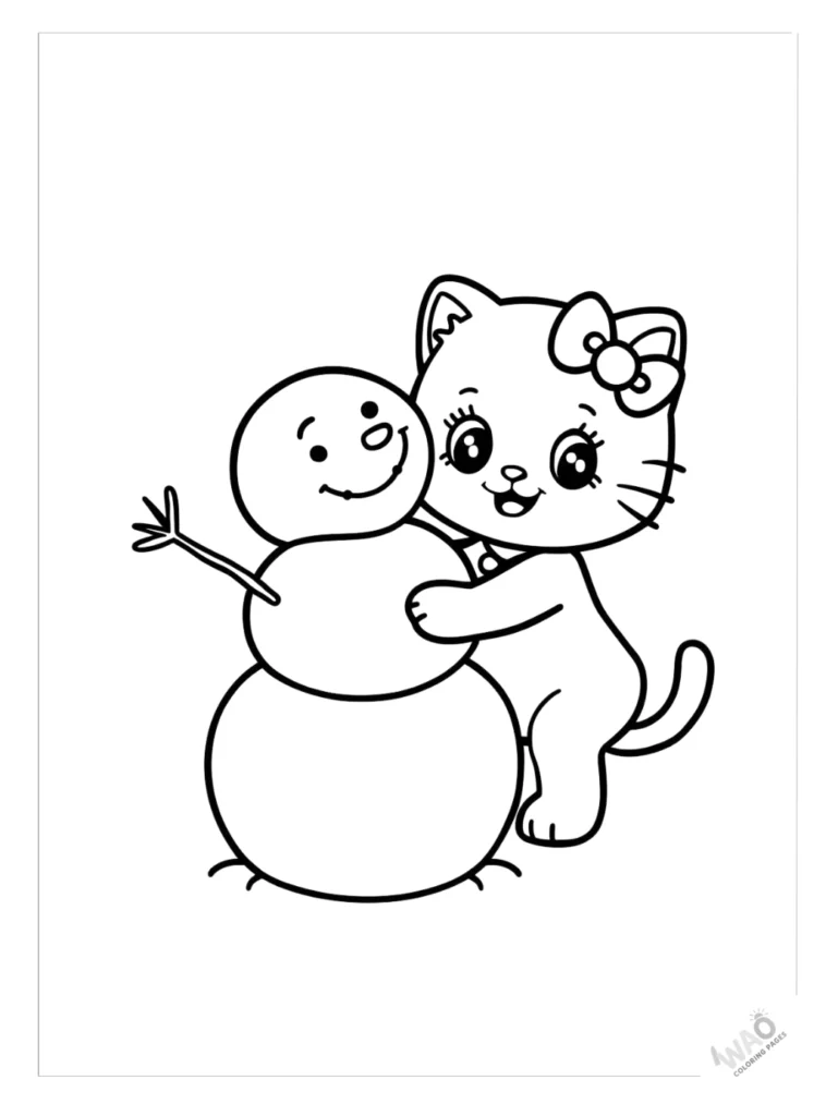 hello-kitty-christmas-coloring-pages-snowman