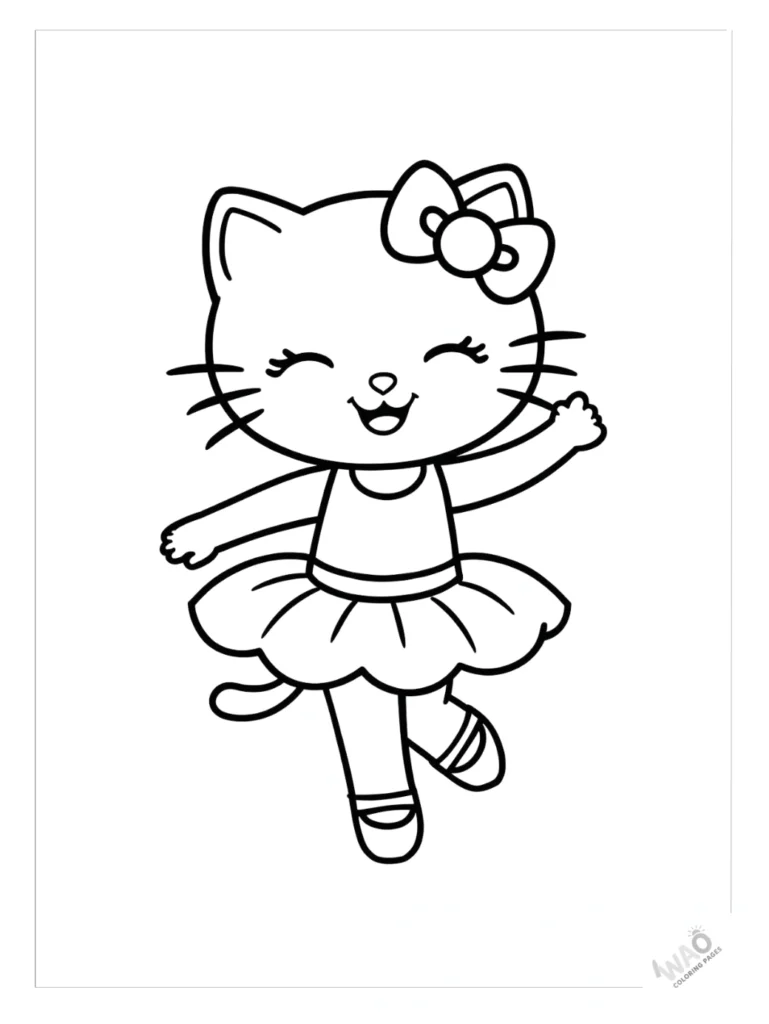 Hello Kitty coloring pages ballerina dance.
