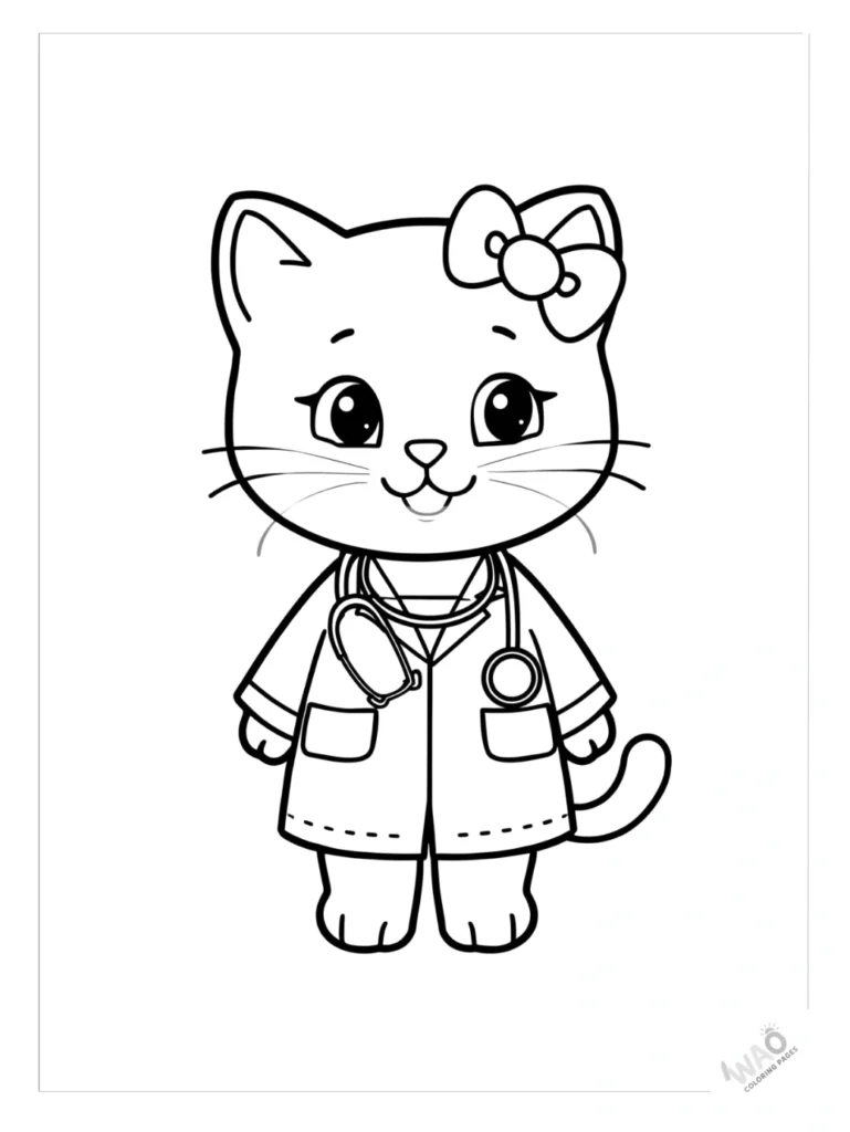Hello Kitty coloring pages doctor.